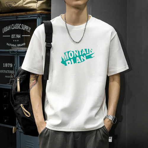 Wholesale short-sleeved T-shirt, men's summer new style, loose large size, men's fashion brand men's round collar sports bottoming shirt, men