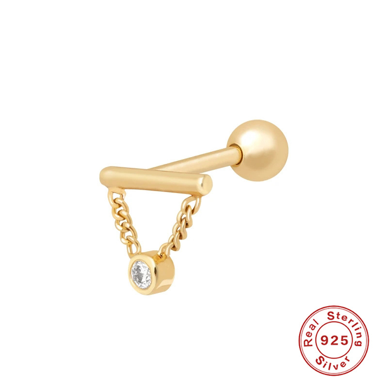 S925 plata esterlina solo Hada mariposa en forma de tornillo hueso del oído perno prisionero moda creativa pendientes punción de comercio exterior joyería