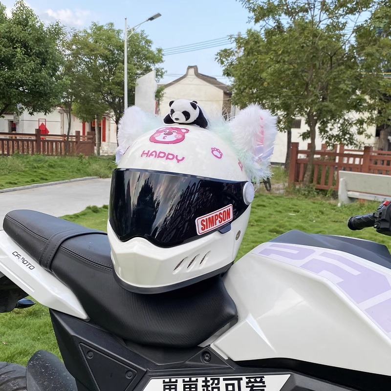 Plush Versatile Creative Helmet Decoration Light Green Fluff Cat Ears