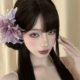 Purple Flower Sea Super Fairy Lily Flower Edge Clip Anemone Flower Hairpin Atmosphere Sense to Mirror Beats Beautiful stunner Headdress