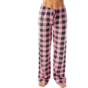 A large number of spot Amazon women's casual pants stretch plaid pajamas imitation cotton frame printed drawstring pajamas