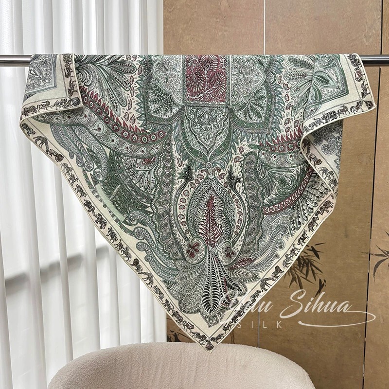 【Junfei Garden】 Silk Wool Old Money Style Silk Wool Scarf for Women, Autumn and Winter Shawl, Dual Use, 84cm