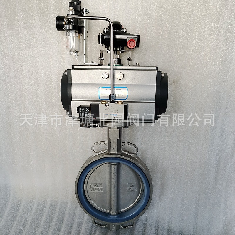 气动不锈钢蝶阀 D671X8-10P 国标气动对夹式不锈钢食品级硅胶蝶阀