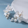 Fashionable earrings for bride, ceramics, Korean style, flowered