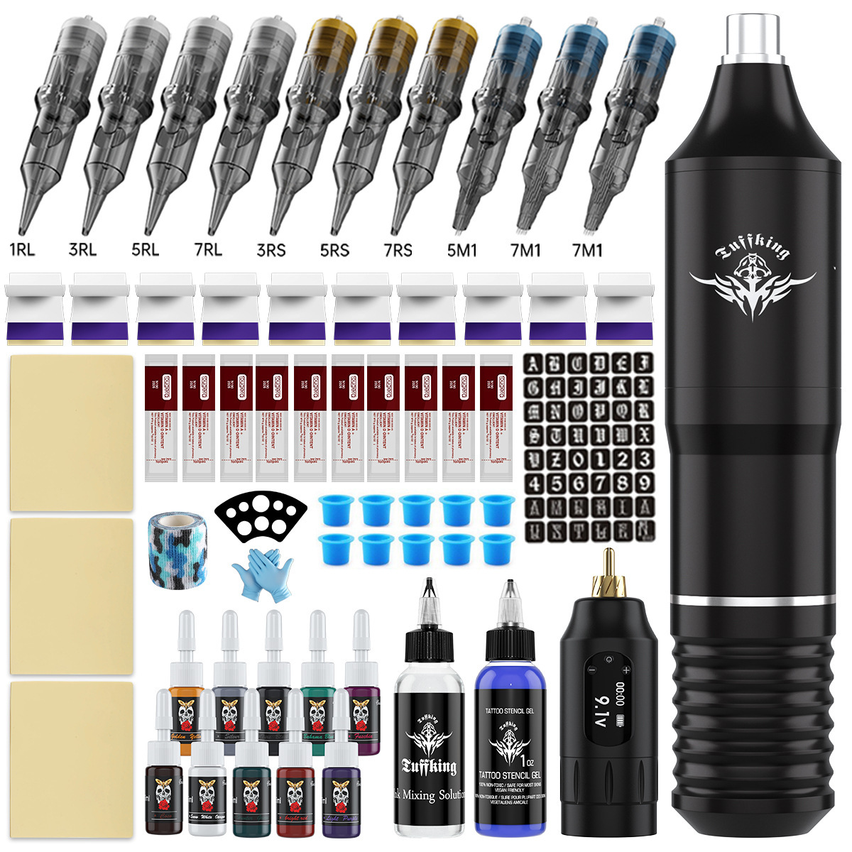 Máquina de tatuaje traje de tatuaje Tuffking caliente transfronteriza conjunto completo de herramientas tatuaje pluma traje máquina de tatuaje