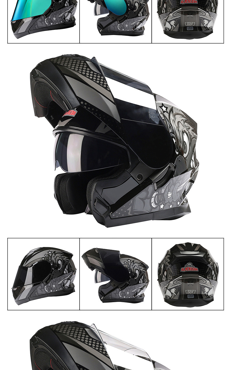 Bld Cross-Border Wholesale Bailide Motorcycle Helmet Flip-Up Visor Anti-Fog Breathable All-Season Full-Face Helmet
