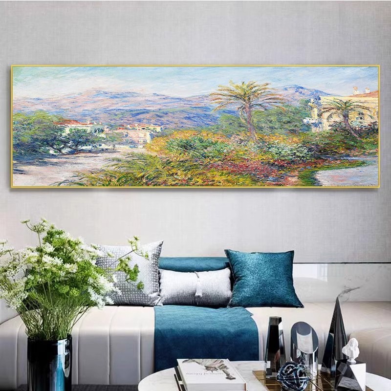 モネの世界的に有名な油絵装飾画田園風景ベッドサイド絵画寝室吊り絵画寝室ハイエンドベッドサイド吊り絵画|undefined