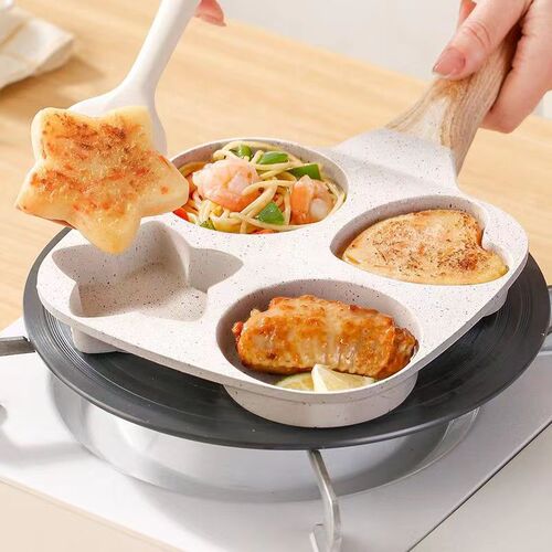 Mafanstone Burger Pan Household Breakfast Pan Steak Pan Mini Egg Pancake Pan Four-Hole Egg Pan Small Skillet