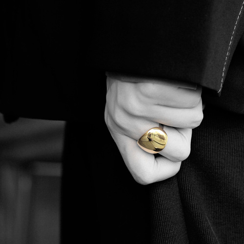 J1024 Niche designer light luxury exaggerated trendy sterling silver ring 925 glossy ins European and American open index finger ring