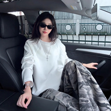 300g重磅解构拼接长袖t恤男秋季美式穿搭boxy卫衣白色内搭打底衫