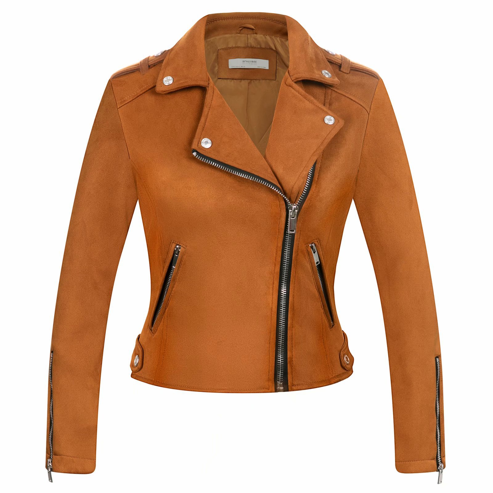 spring lapel suede slim motorcycle short jacket nihaostyles wholesale clothing NSAM82975