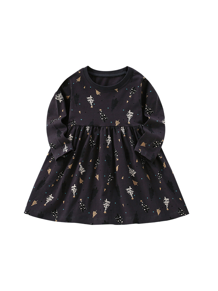 En stock malwee niños vestido de otoño nuevo estilo europeo y americano estilo occidental impreso manga larga tocando fondo vestido de princesa