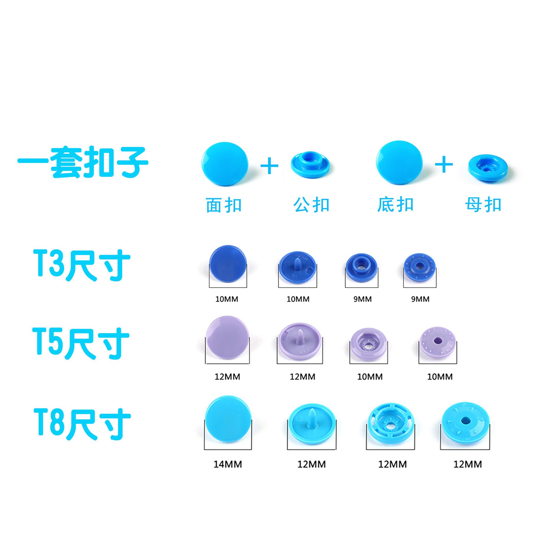 Fábrica de resina hualian transfronteriza T8 gran superficie en caja de plástico caja de botones a presión con botones de traje de herramientas