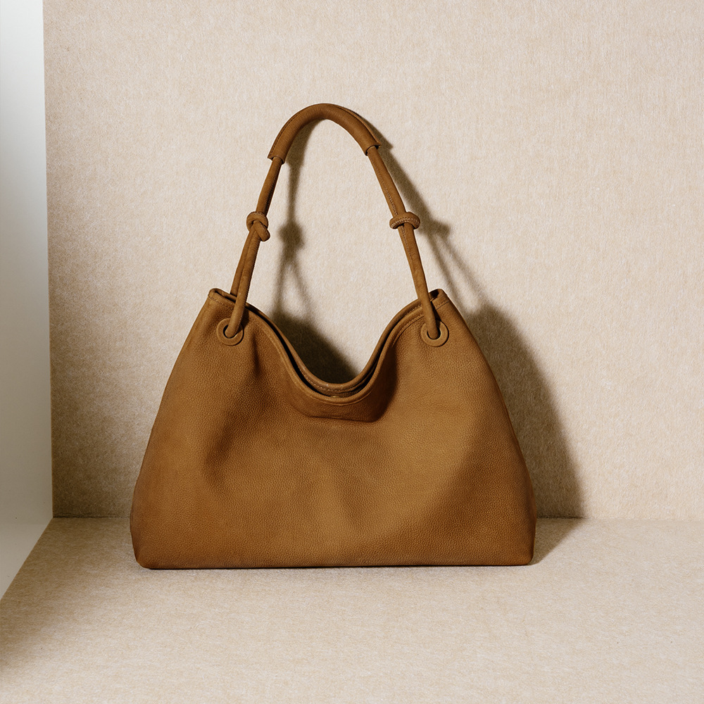 ZAMO Top-Grain Leather Tote Bag for Women, Large-Capacity Vintage Commuter Shoulder Handbag - Thumbnail 2