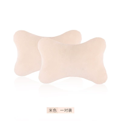 Car Headrest, Neck Pillow, Bear Headrest - headrest-pure-beige-set