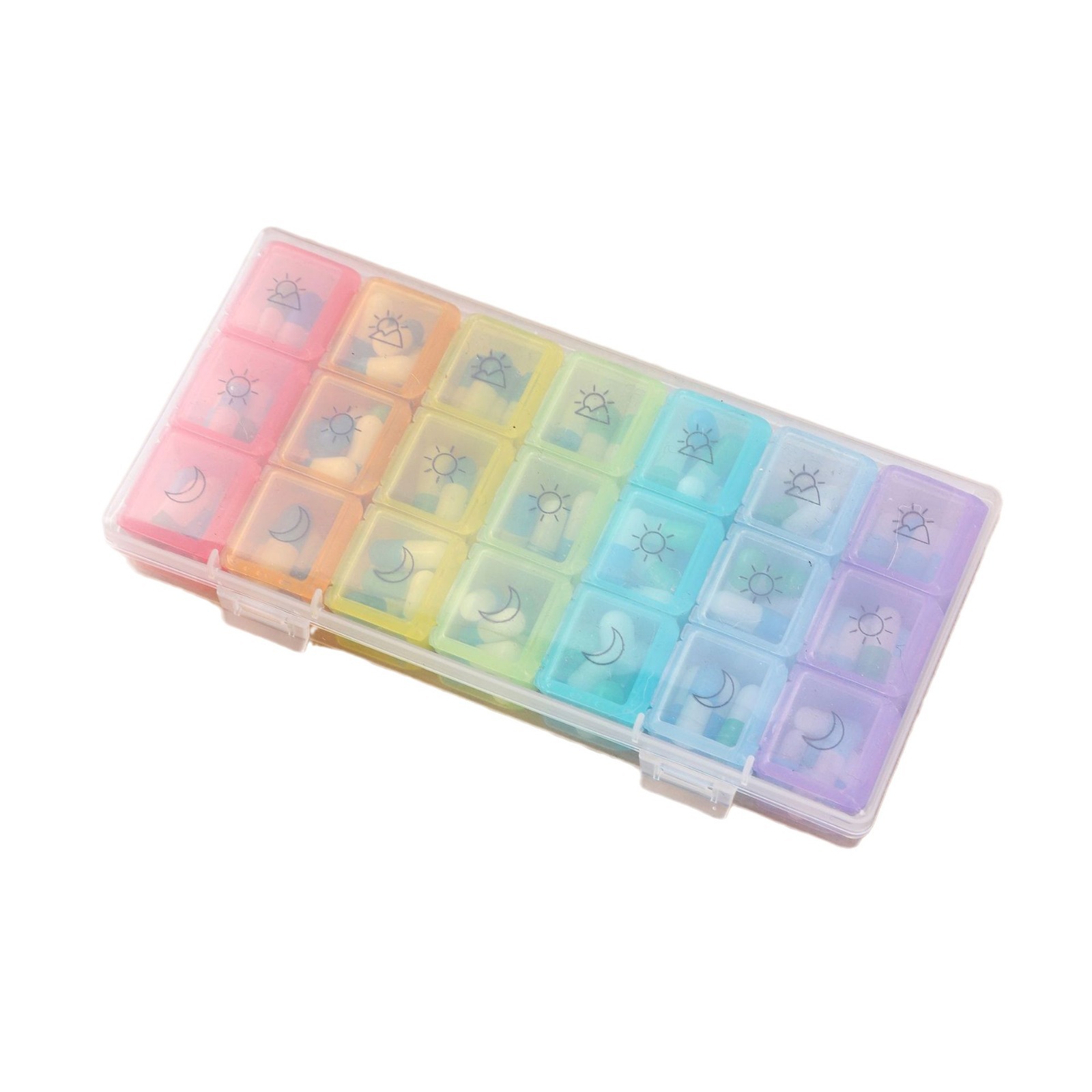 Seven days a week pill box 21 grid 28 grid PP plastic medicine small parts compartment detachable travel portable pill box