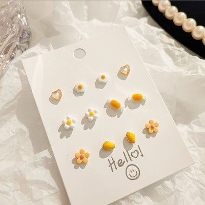 S925 Silver Needle New Earring Women's Set Summer Small, Exquisite and Cute Style Ear Bone Nail Student Earrings Wholesale