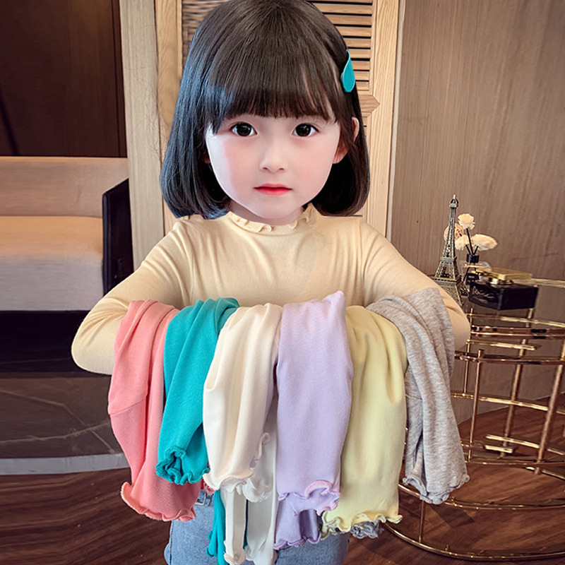 Factory direct sales of a generation of girls long sleeve bottoming shirt spring and autumn children's solid color T-shirt children's baby coat