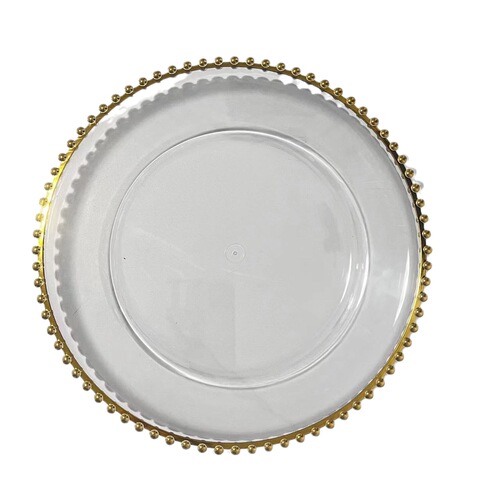 Classic transparent bead edge plate fruit plate wedding banquet plate European home decoration tray pastry snack plate