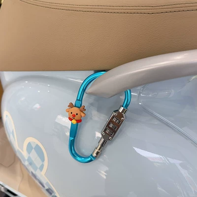 Cute electric scooter rear – Helmet lock - aluminum-alloy-materialblue-version-peace-with-the-deer