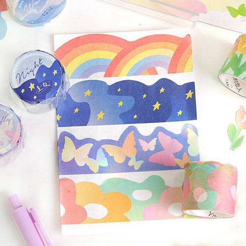 Hand account special-shaped landscaping clouds and paper tape seeking series border wave decorative base material stickers