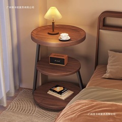 中古风床头柜置物架多层沙发边几茶几客厅家用小户型圆形边桌角几
