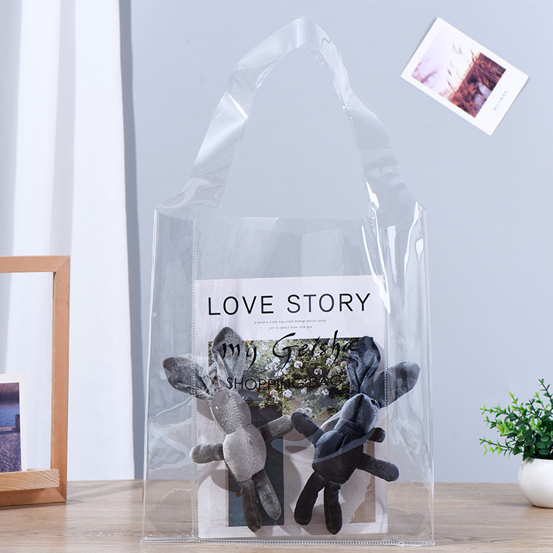 透明pvc手提袋批发ins手拎礼品袋婚礼伴手礼包装袋服装店袋子批发
