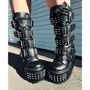 Platform Shoes Lolita Punk Diablo Cosplay Lolita Shoes Boots Studded Boots