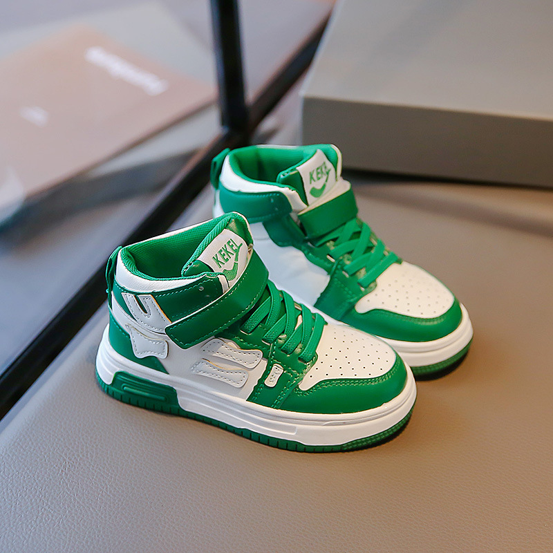 Barn högtopp sportsko Trend 2023 Höst Ny Student Läder Panel Sh för pojkar och flickor Halkfri Casual_voghion.com