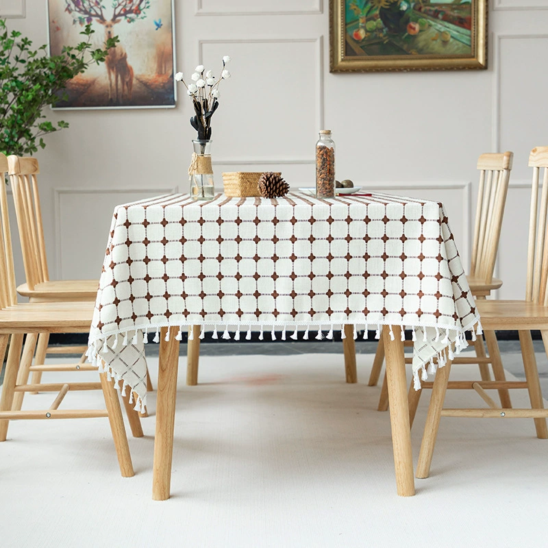 (Cross-border trading), picnic table, cloth, rectangular table mat, cotton and linen, with embroidery