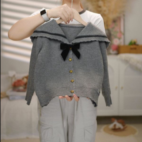 Snoopy/Snoopy Doll Collar Bow Kidsren's Clothing Knitted Sweater Autumn and Winter Versatile Preppy Style Pure Color