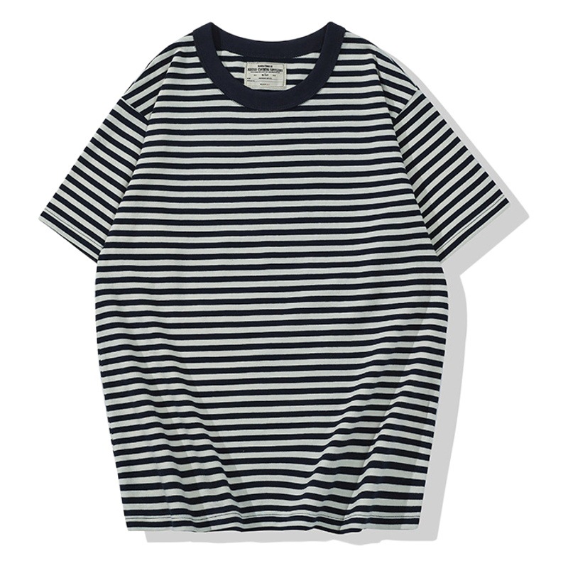 Nuevo OKONKWO 230G Camiseta de manga corta de algodón a rayas camisa Sea Spirit ameikaji