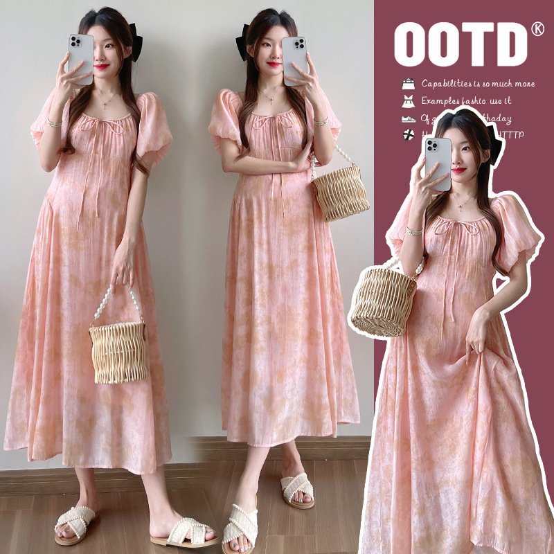 2025 Summer New Product Sweet and Ladylike Forest-Style Butterfly Puff Sleeve Loose Maternity Dress 2025 Summer New Product Sweet and Ladylike Forest-Style Butterfly Puff Sleeve Loose Maternity Dress
