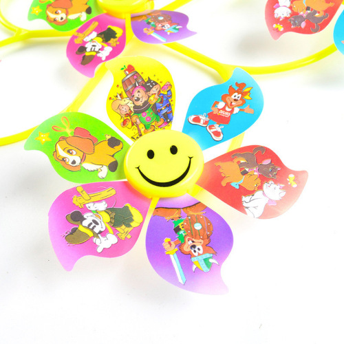 Children's Smiling Windmill Colorful Windmill Children's Gift Kindergarten Activities Windmill Cartoon 6-Wheel Large Windmill Toy