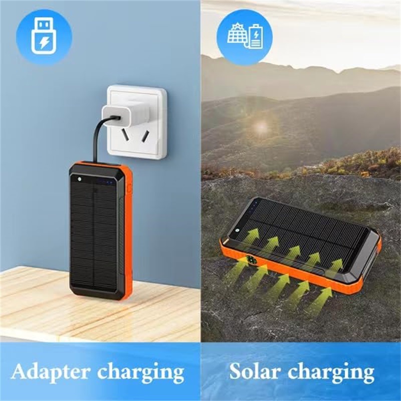 3c 3c Neue Outdoor-Solarbank mit integriertem Kabel, 33800 mAh, große Kapazität, schnelles kabelloses Laden, tragbare Stromversorgung_voghion.com