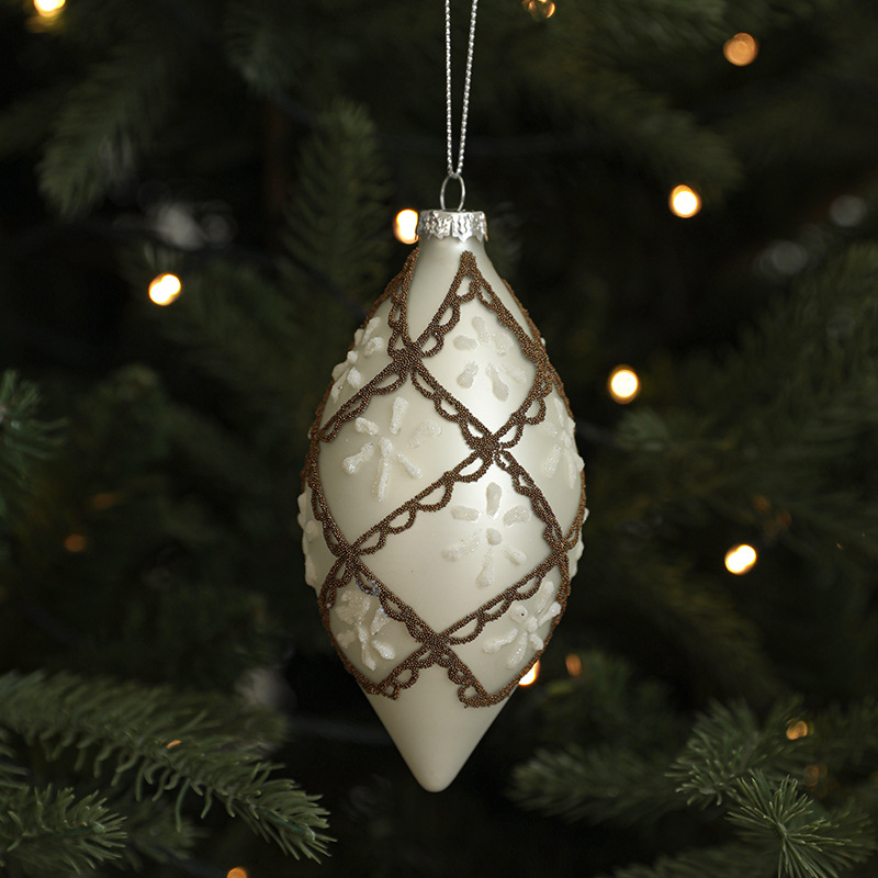 Transfronterizo Hong Kong Heng decoraciones de Navidad ladrillo blanco bola de cristal Bola de gota de agua pintado a mano BOLA DE Navidad árbol de Navidad colgante