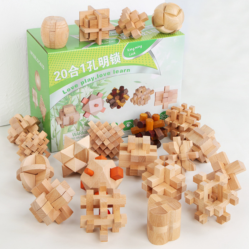 Juguetes de madera educativos de los niños desbloquear Luban bloqueo traje Escuela Primaria desmantelar mortaja y espiga juguetes clásicos al por mayor