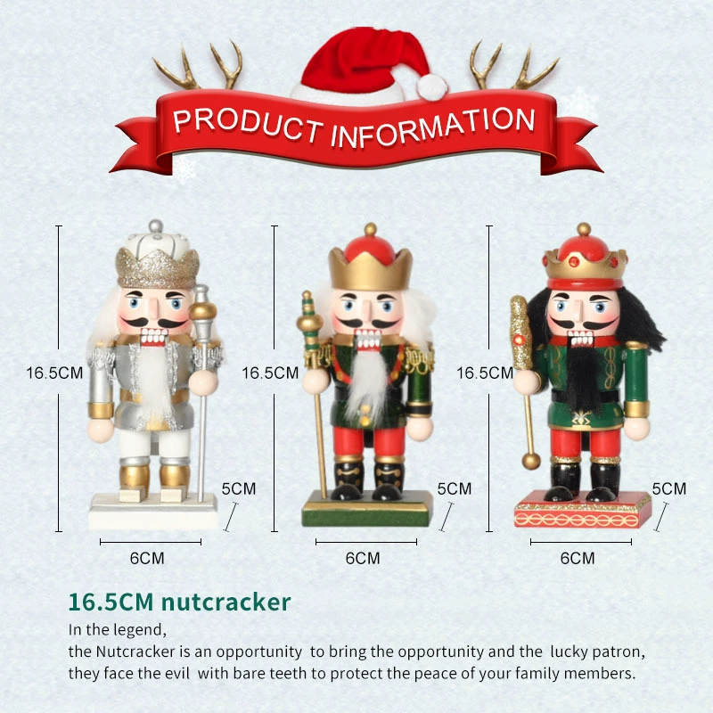 Серебристо-розовый блестящий 16,5 см Rudolph? Actually Nutcracker King Scepter Puppet Man Mini Nutcracker Christmas Ornament