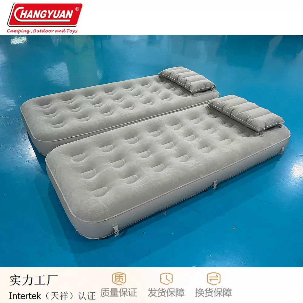 定制一键自动充气户外充气单人拼接床PVC植绒充气双拼床可无限拼