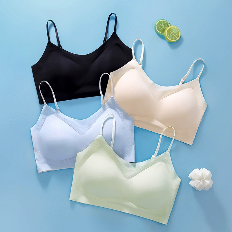 Silk supporting wireless bra, thin breathable bra top, for small vest, beautiful back