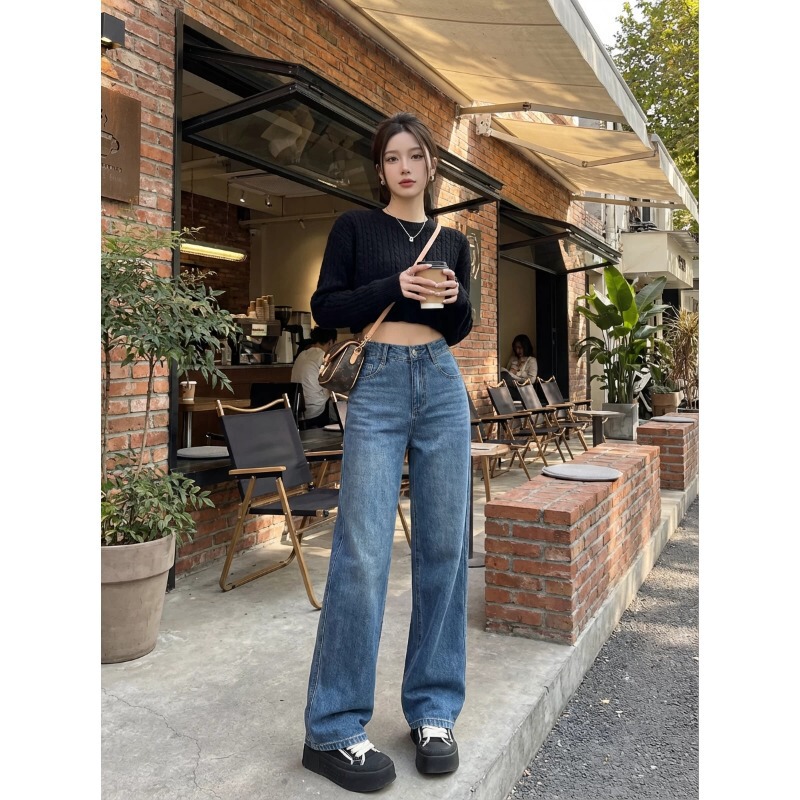 Vintage Narrow Straight High-Waisted Jeans for Women, 2026 Spring Hot-Selling Slimming Wide-Leg Straight Pants Vintage Narrow Straight High-Waisted Jeans for Women, 2026 Spring Hot-Selling Slimming Wide-Leg Straight Pants