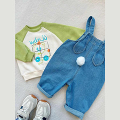 [So Cute!] Dudu's Kids' Sweater: Spring Round-Neck Boys' Clothing & Girls' Outfits + Suspender Pants &mdash; Perfect for Babies
