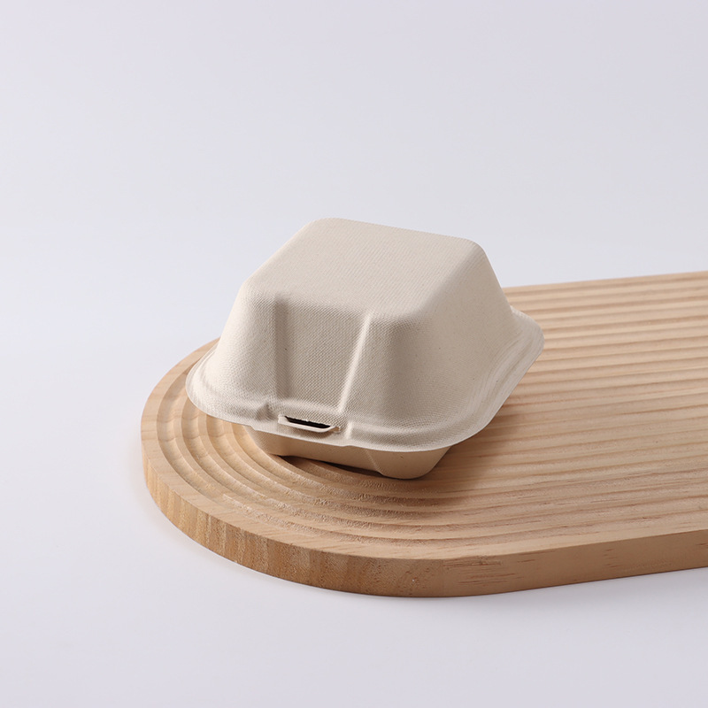 使い捨てのパルプの食事の箱のハンバーガーの箱は分解してロックすることができます。|undefined