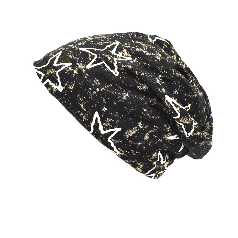Polyester Material Unisex Streetwear Korean Style Pentagram Bag Star Eaveless Beanie Hat Scarf