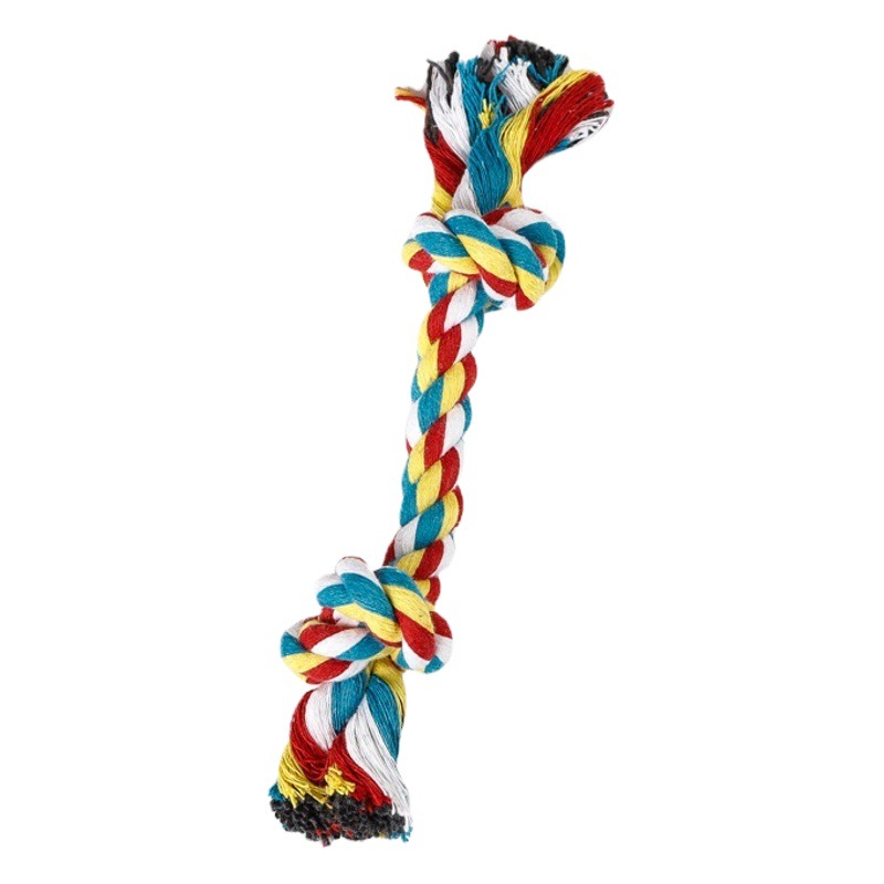 Factory Spot Pet Double Knot Bite Resistant Cotton Rope Toy Dog Grinding Rope Knot Puppy Training Dental Cleansing Dog Toy