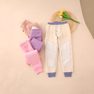 Children's Warm Pants Thickened Winter Lamb Fleece Knee Pads Silk Sheep Wool Leggings Cotton Pants