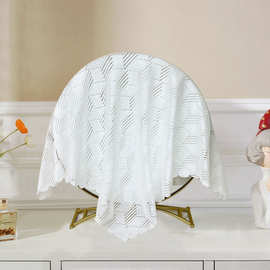 卧室梳妆台镜子布艺盖布白色蕾丝化妆台遮镜布盖巾家用镜面遮尘布