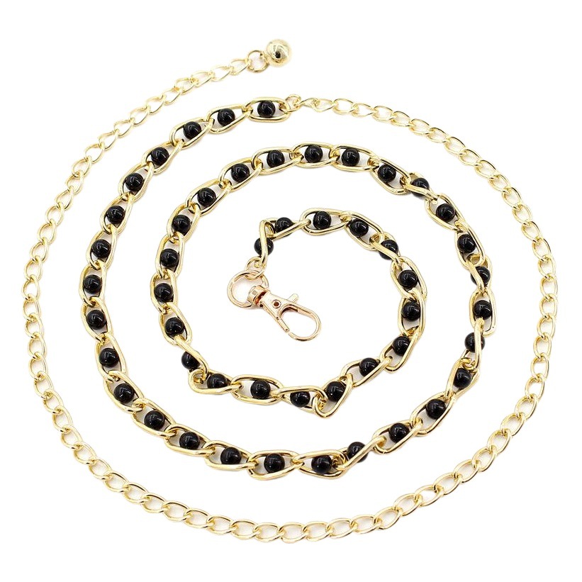 Vestido de primavera/verano para mujer cinturón de perlas decorativo todo partido gancho de metal Cadena de cintura delgada multicolor opcional entrega de una pieza