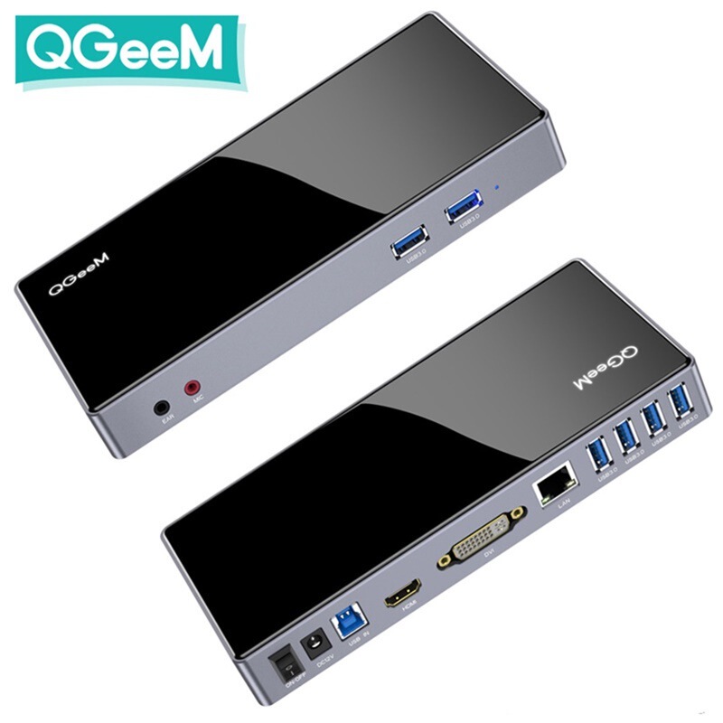 14-in -1 docking station multifunctional USB3.0 Hub dual display with 2K HDMI DVI/VGA mesh Port earphone port