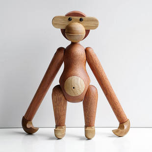 Low-End Monkey Danish Wooden Puppet Living Room Ornaments Scandinavian Home Soft Decorations Wall Hangings Creative Gifts